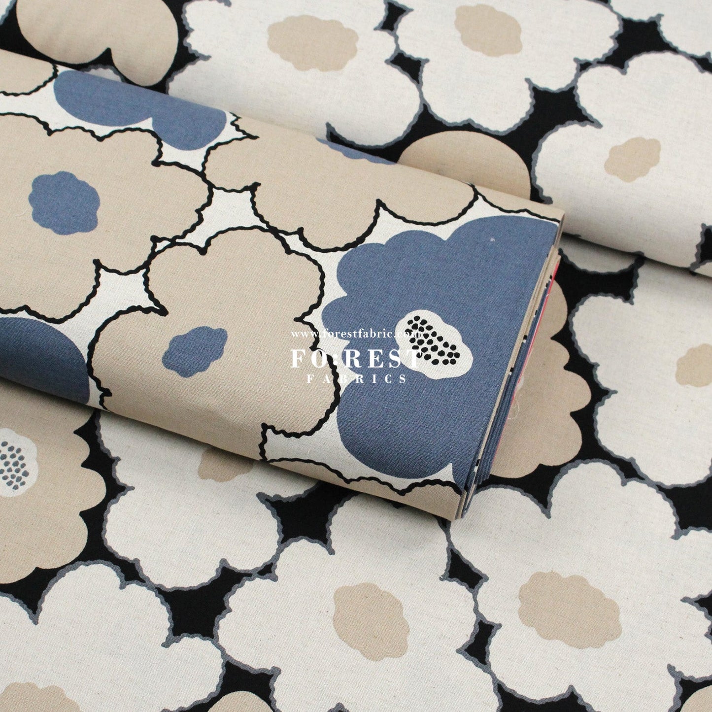 Canvas - Momoka Flower fabric Gray - FO:REST Fabric 布恩堂Liberty fabrictana lawnjapanese fabricykk zipper