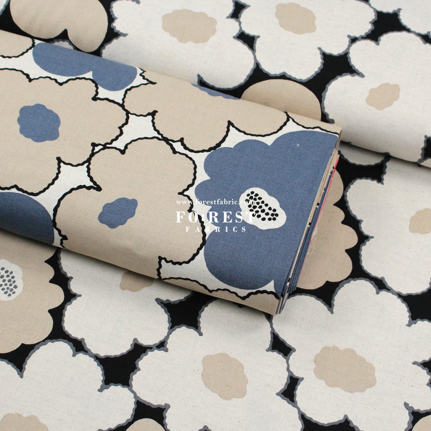 Canvas - Momoka Flower fabric Gray - FO:REST Fabric 布恩堂Liberty fabrictana lawnjapanese fabricykk zipper