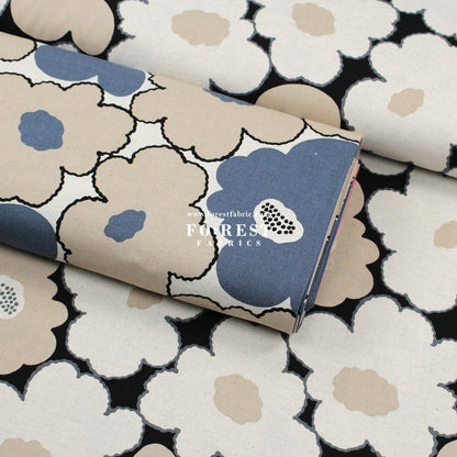 Canvas - Momoka Flower fabric Gray - FO:REST Fabric 布恩堂Liberty fabrictana lawnjapanese fabricykk zipper