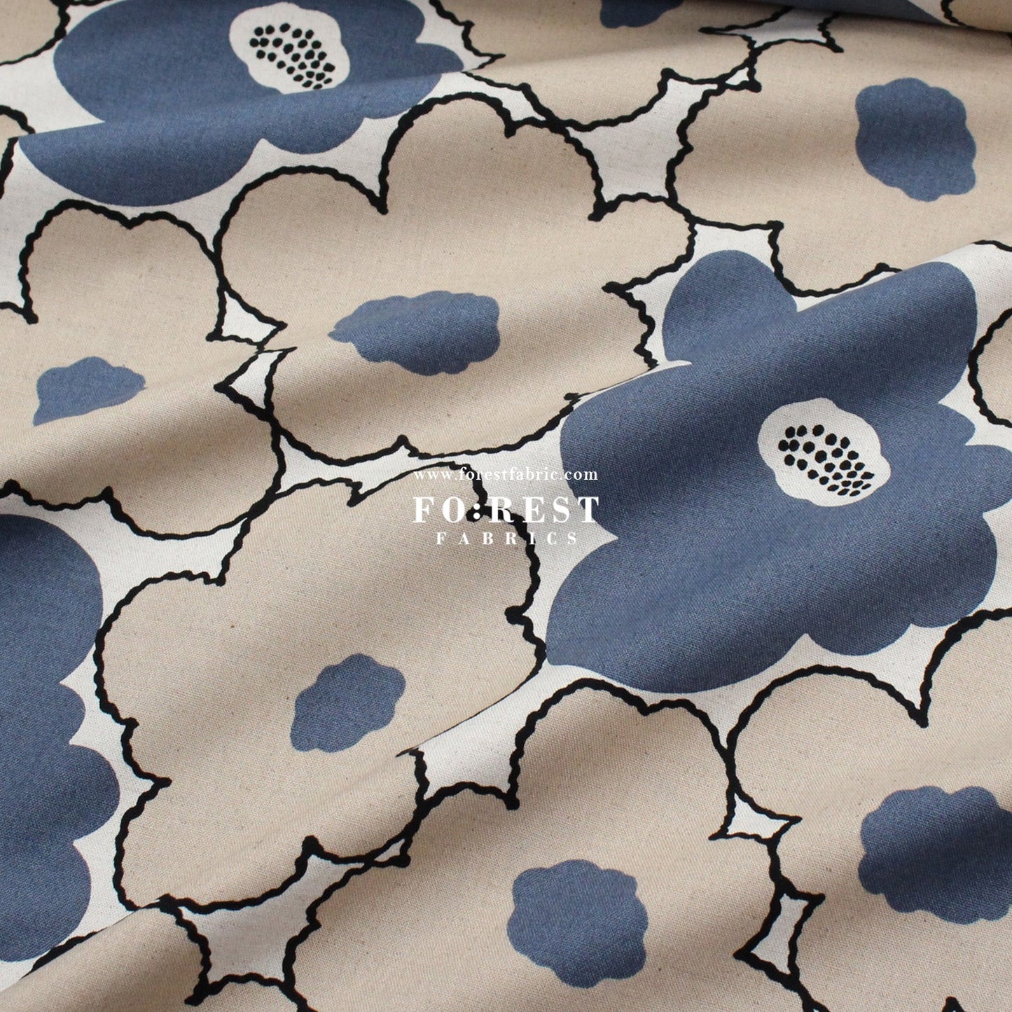 Canvas - Momoka Flower fabric Gray - FO:REST Fabric 布恩堂Liberty fabrictana lawnjapanese fabricykk zipper