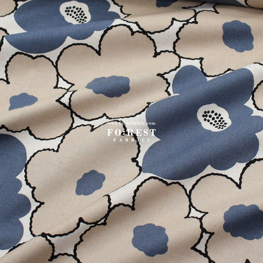 Canvas - Momoka Flower fabric Gray - FO:REST Fabric 布恩堂Liberty fabrictana lawnjapanese fabricykk zipper