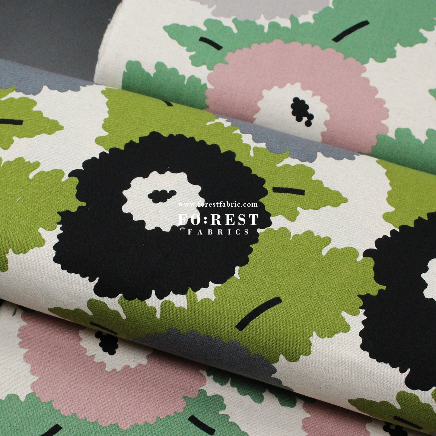 Canvas - Navel Flower fabric Green - FO:REST Fabric 布恩堂Liberty fabrictana lawnjapanese fabricykk zipper