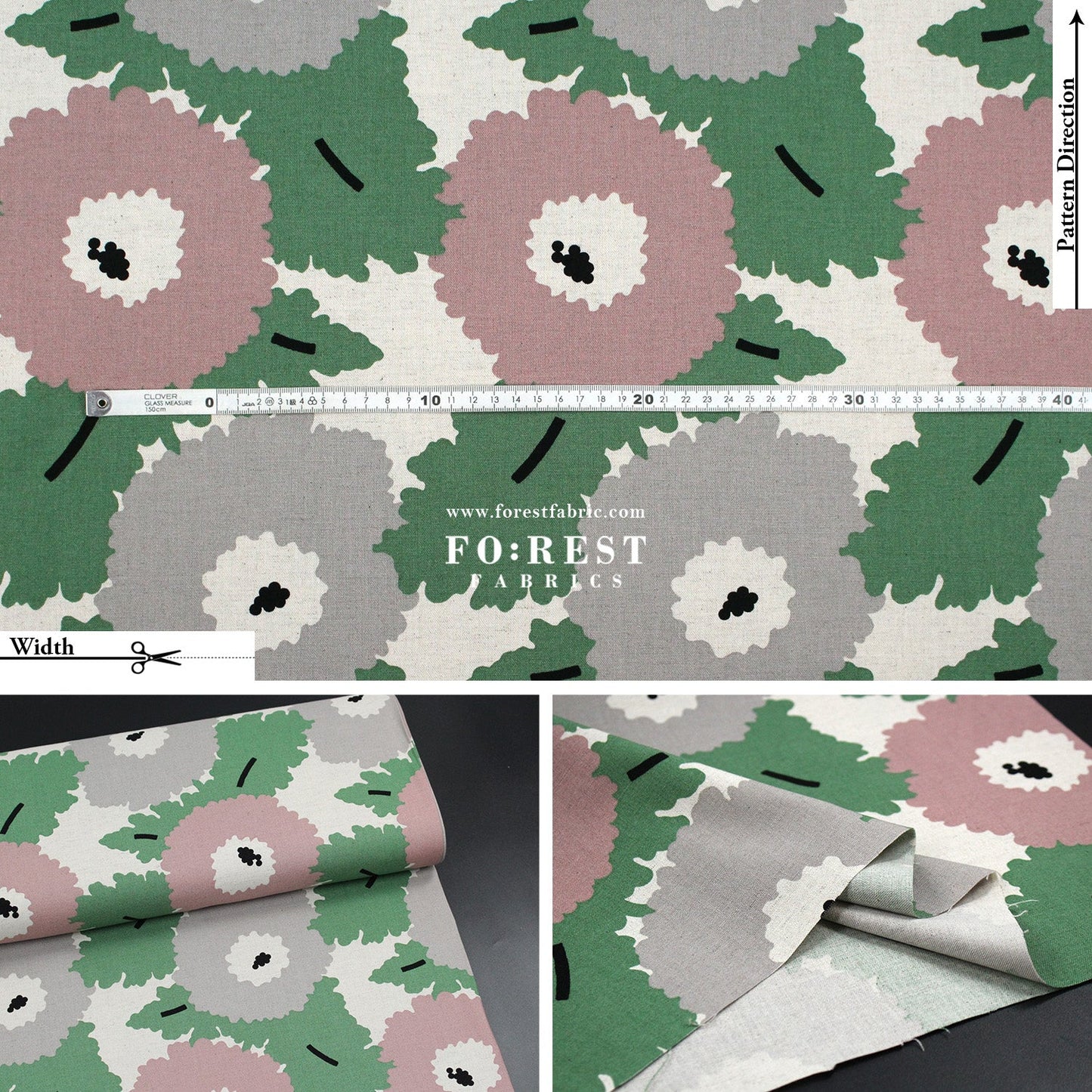 Canvas - Navel Flower fabric Pink - FO:REST Fabric 布恩堂Liberty fabrictana lawnjapanese fabricykk zipper