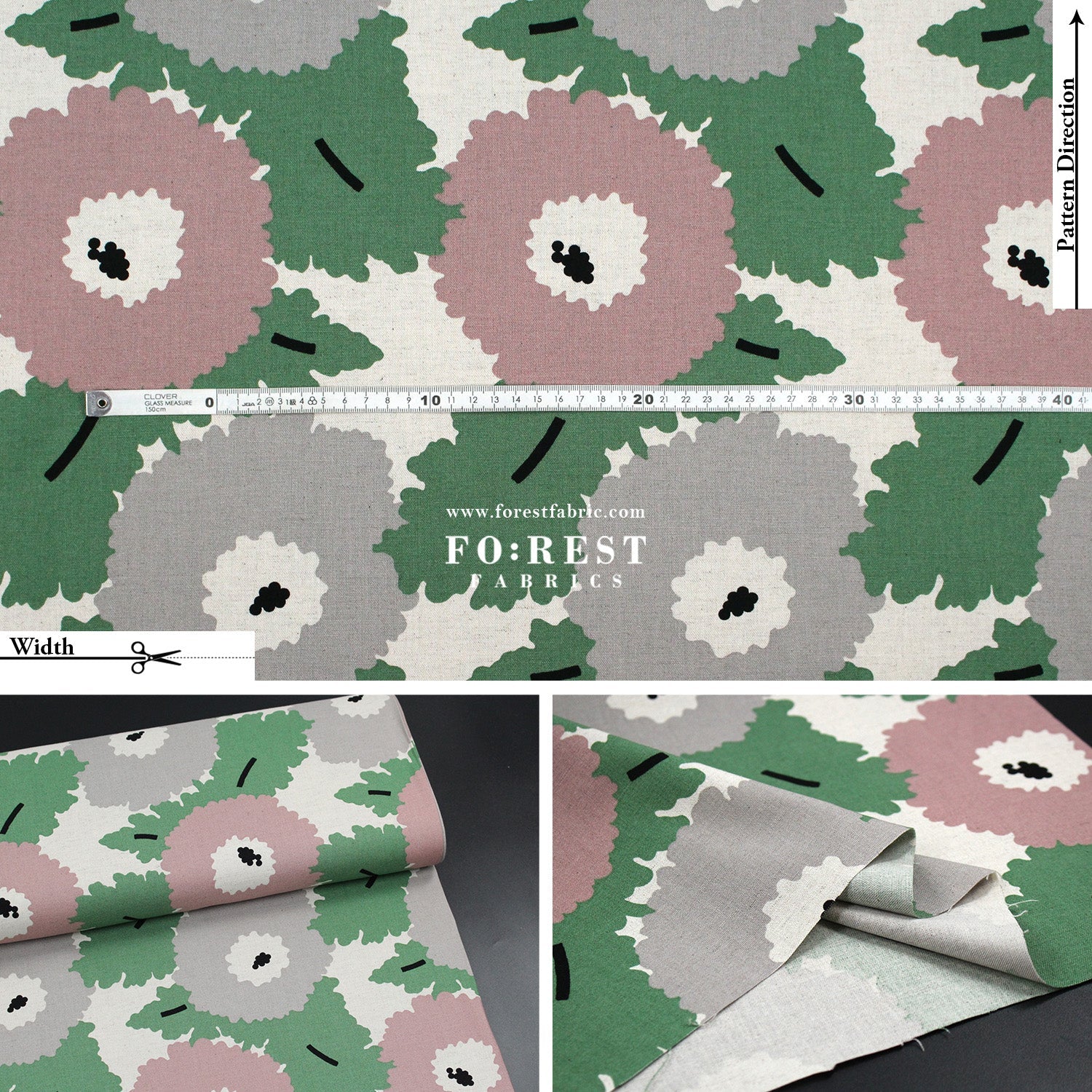 Canvas - Navel Flower fabric Pink - FO:REST Fabric 布恩堂Liberty fabrictana lawnjapanese fabricykk zipper