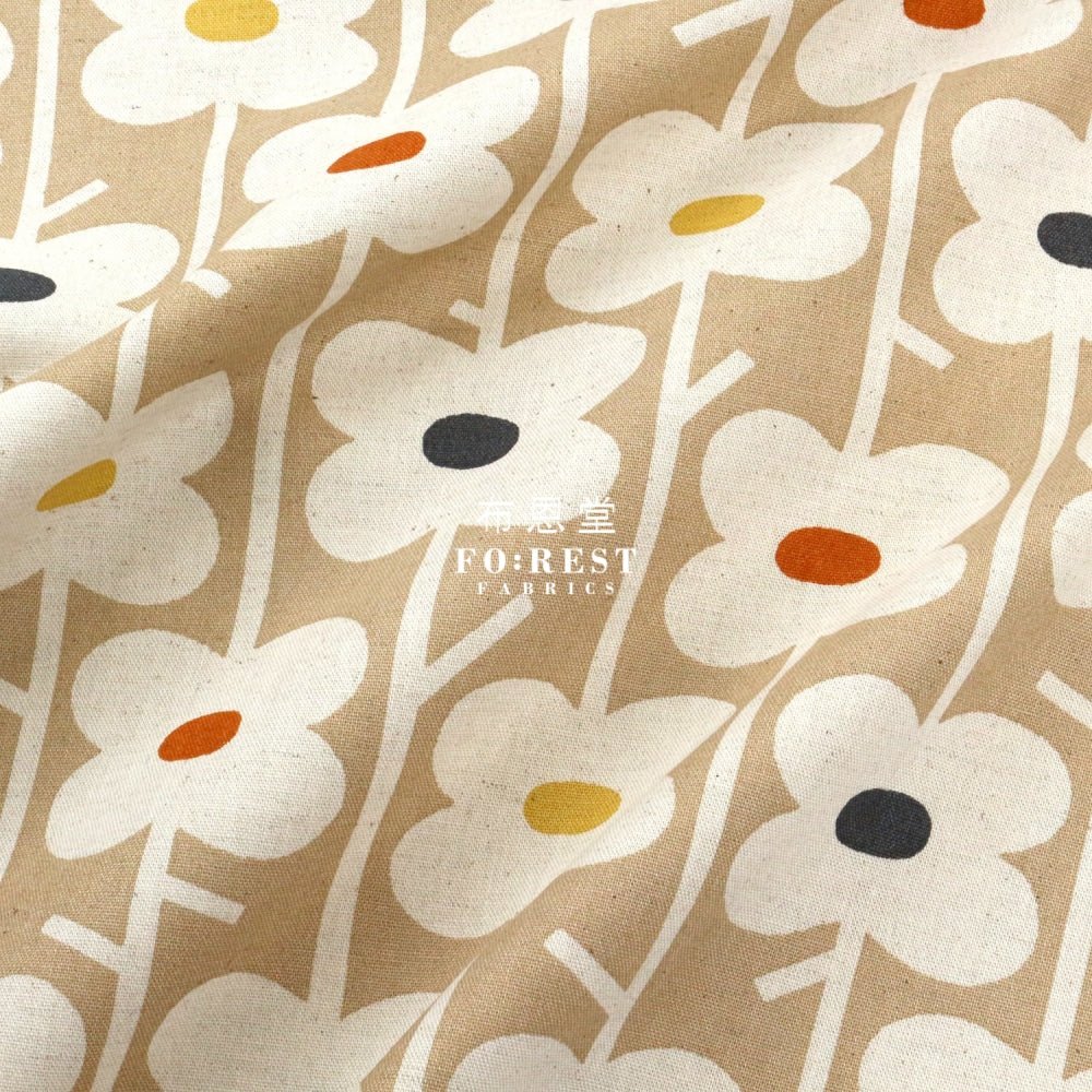 Canvas - Piccolo flowers fabric Khaki - FO:REST Fabric 布恩堂Liberty fabrictana lawnjapanese fabricykk zipper