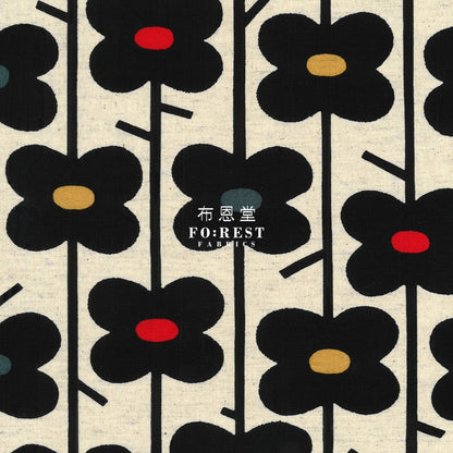 Canvas - Piccolo Flowers Fabric Natural Cotton Linen Canvas