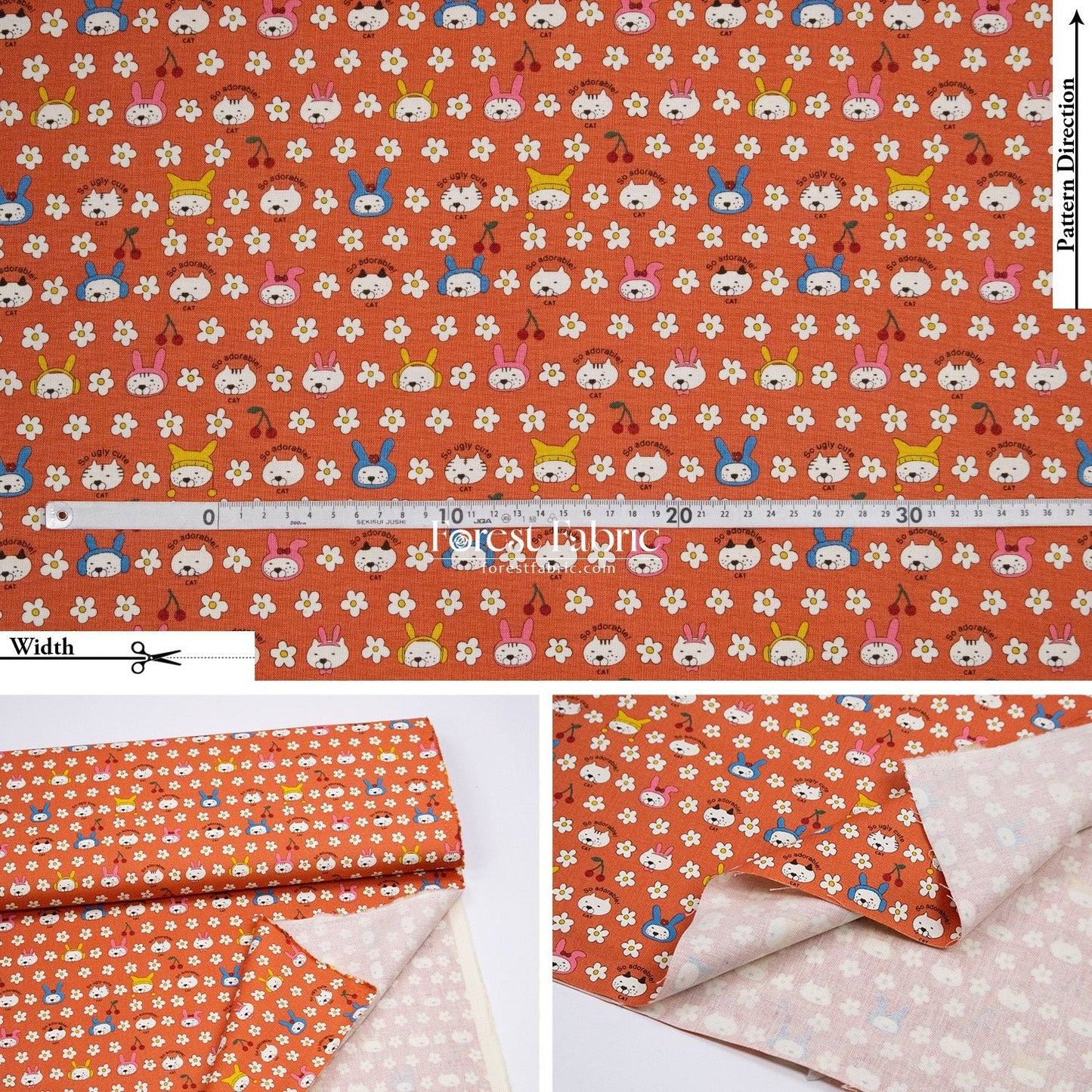 Canvas - Rabbit Cats fabric - FO:REST Fabric 布恩堂Liberty fabrictana lawnjapanese fabricykk zipper
