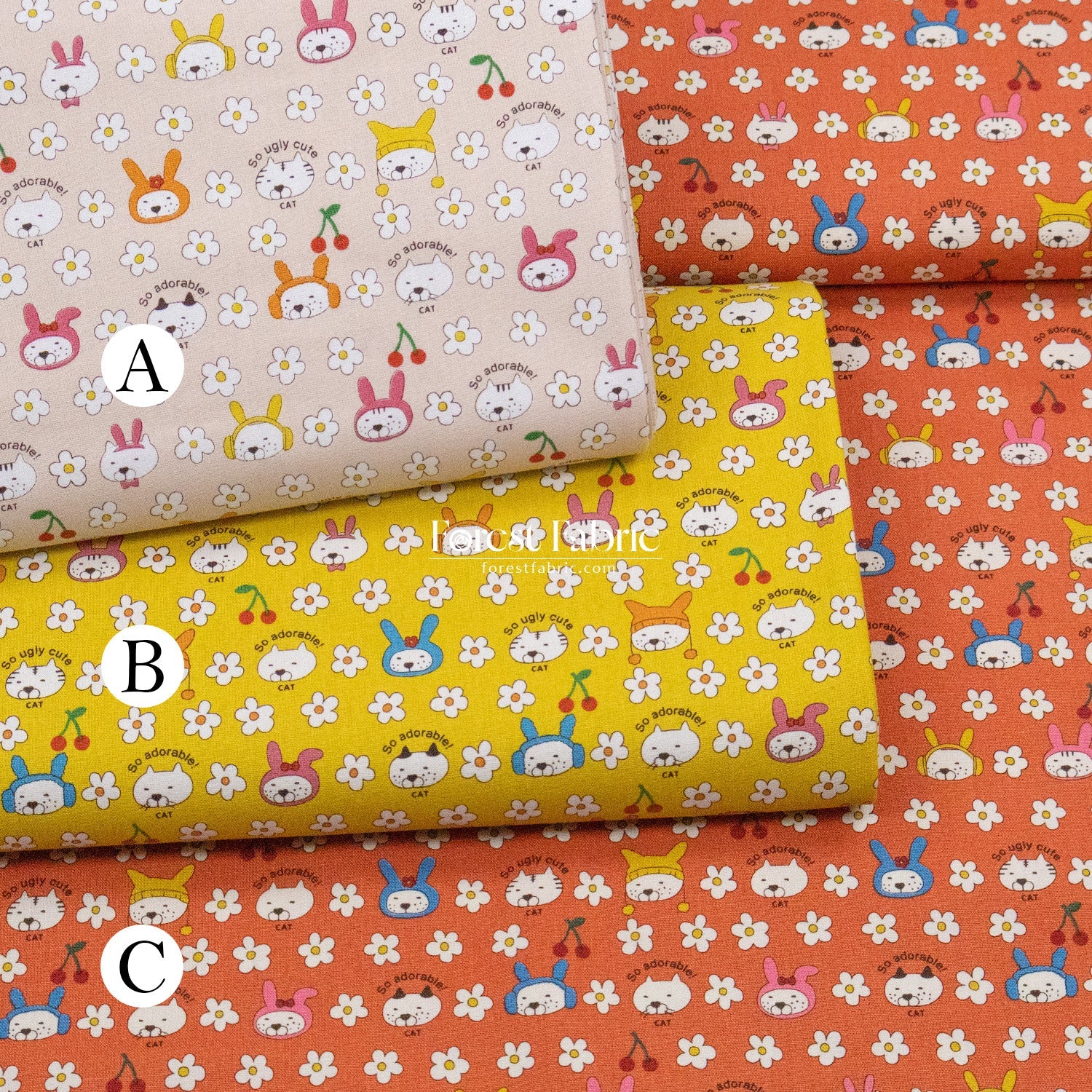 Canvas - Rabbit Cats fabric - FO:REST Fabric 布恩堂Liberty fabrictana lawnjapanese fabricykk zipper