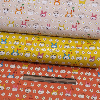 Canvas - Rabbit Cats fabric - FO:REST Fabric 布恩堂Liberty fabrictana lawnjapanese fabricykk zipper