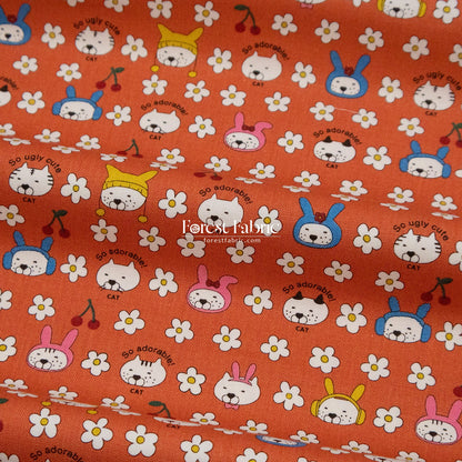 Canvas - Rabbit Cats fabric - FO:REST Fabric 布恩堂Liberty fabrictana lawnjapanese fabricykk zipper
