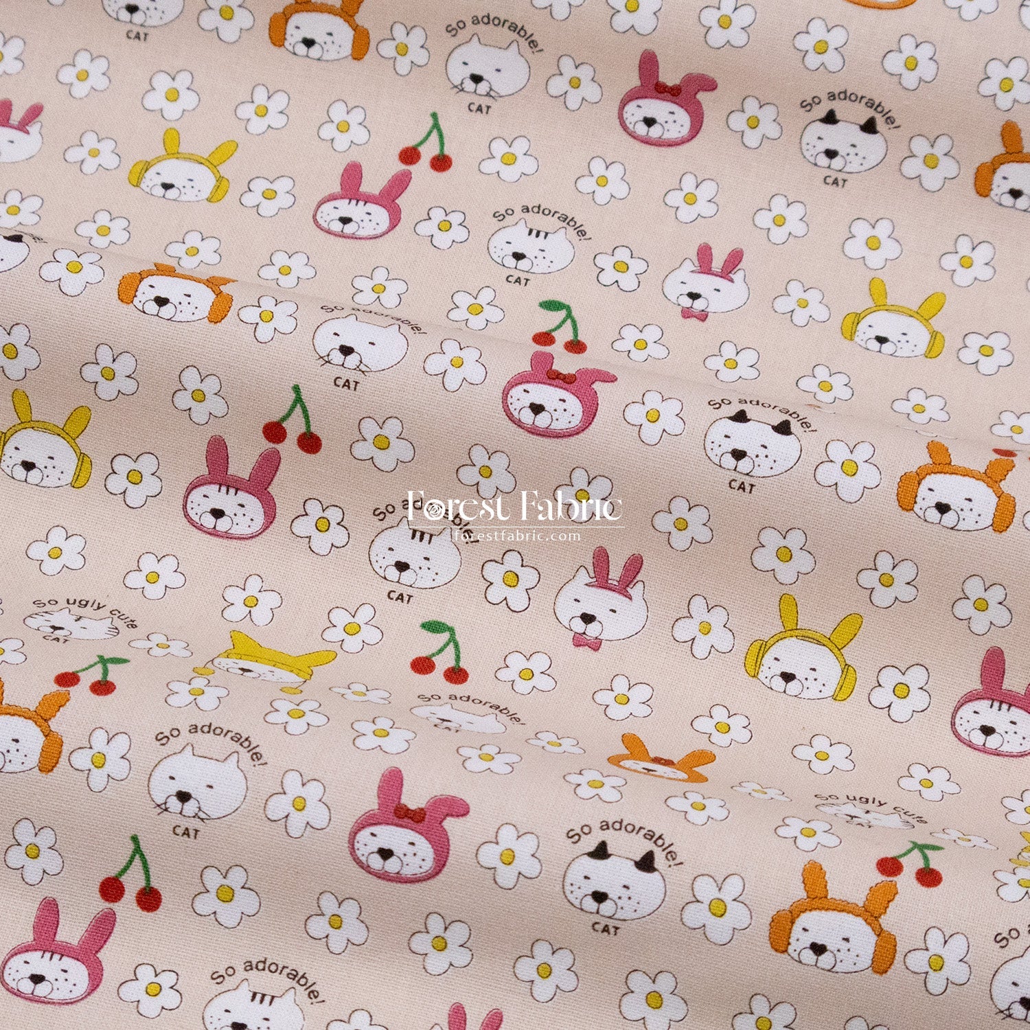 Canvas - Rabbit Cats fabric - FO:REST Fabric 布恩堂Liberty fabrictana lawnjapanese fabricykk zipper