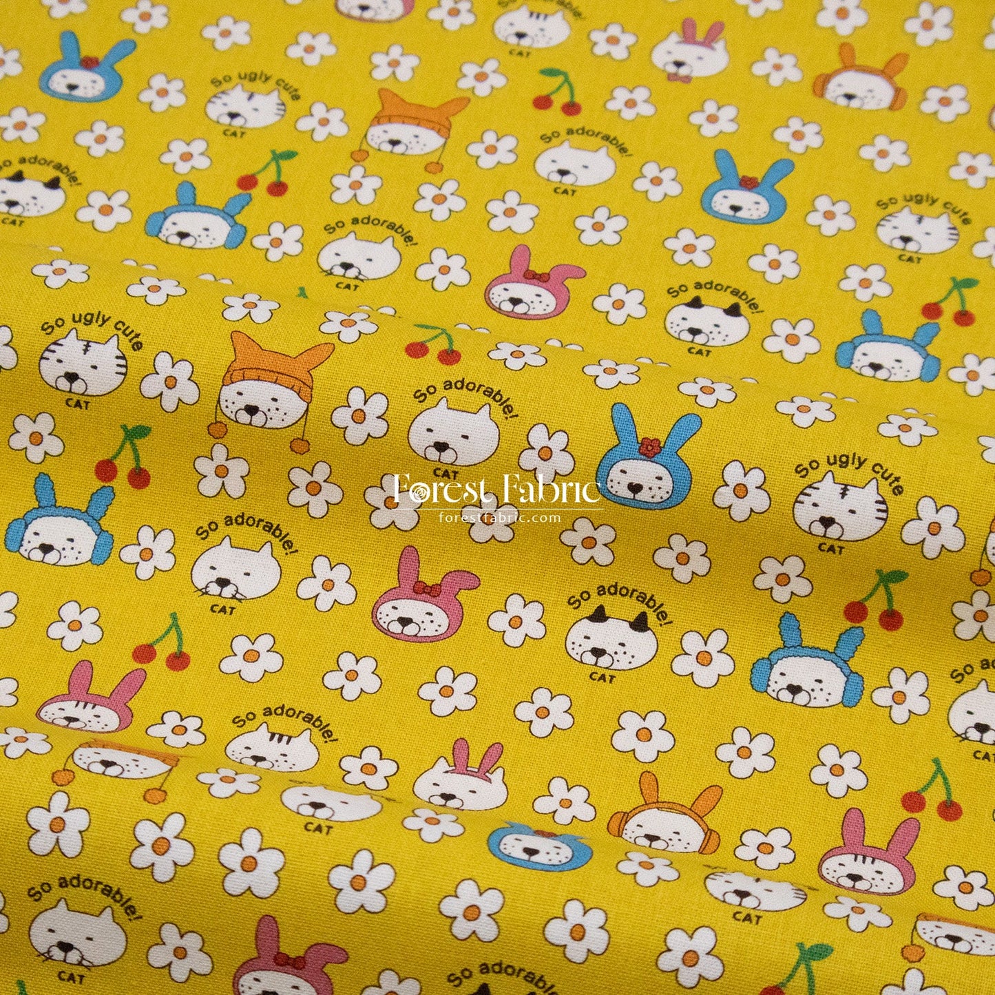 Canvas - Rabbit Cats fabric - FO:REST Fabric 布恩堂Liberty fabrictana lawnjapanese fabricykk zipper