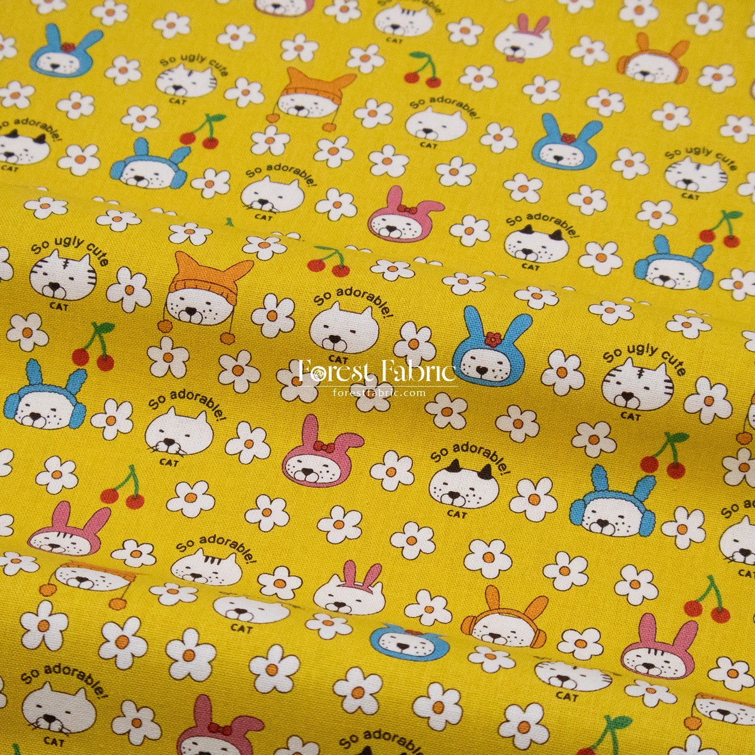 Canvas - Rabbit Cats fabric - FO:REST Fabric 布恩堂Liberty fabrictana lawnjapanese fabricykk zipper