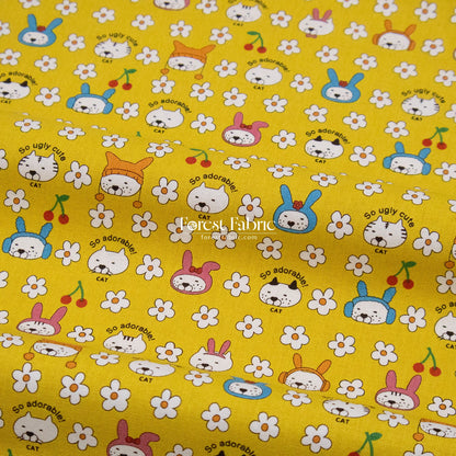 Canvas - Rabbit Cats fabric - FO:REST Fabric 布恩堂Liberty fabrictana lawnjapanese fabricykk zipper