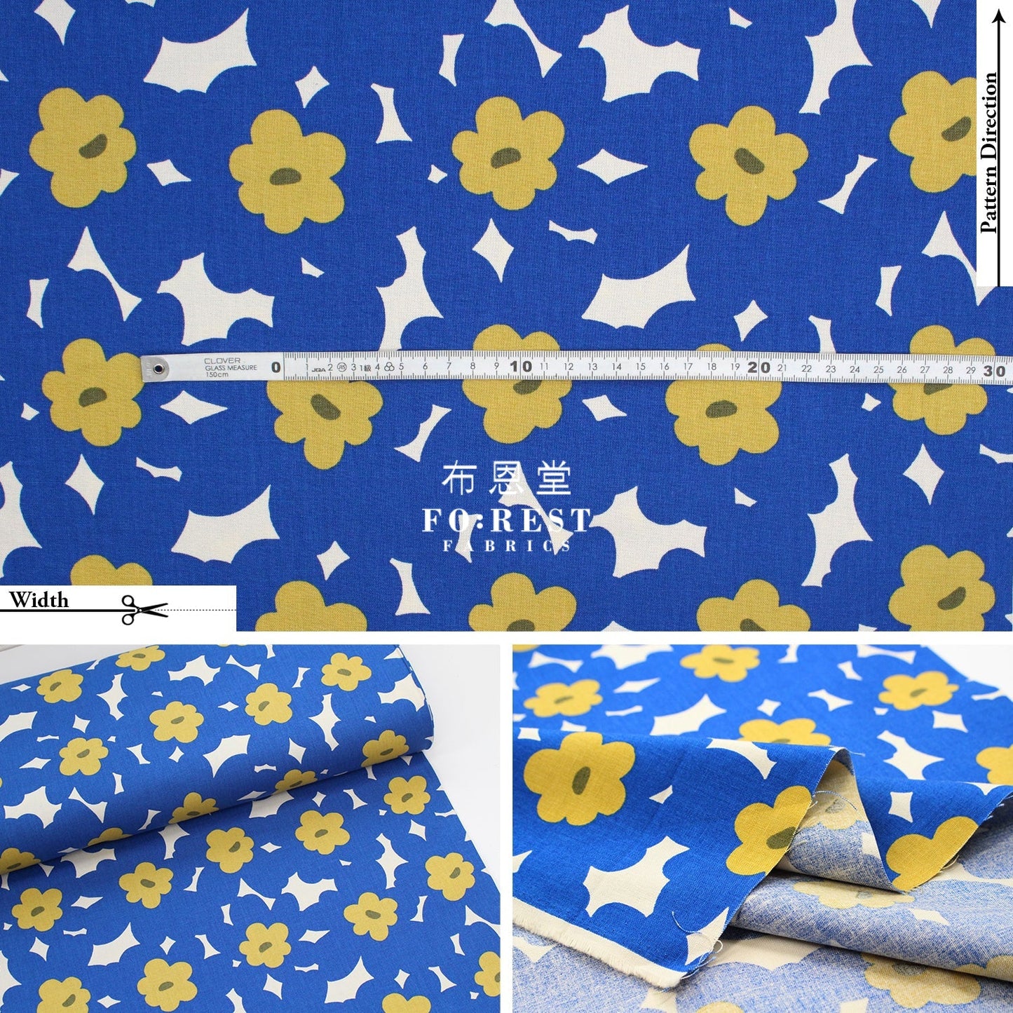 Canvas - Rubia argyi fabric Blue - FO:REST Fabric 布恩堂Liberty fabrictana lawnjapanese fabricykk zipper