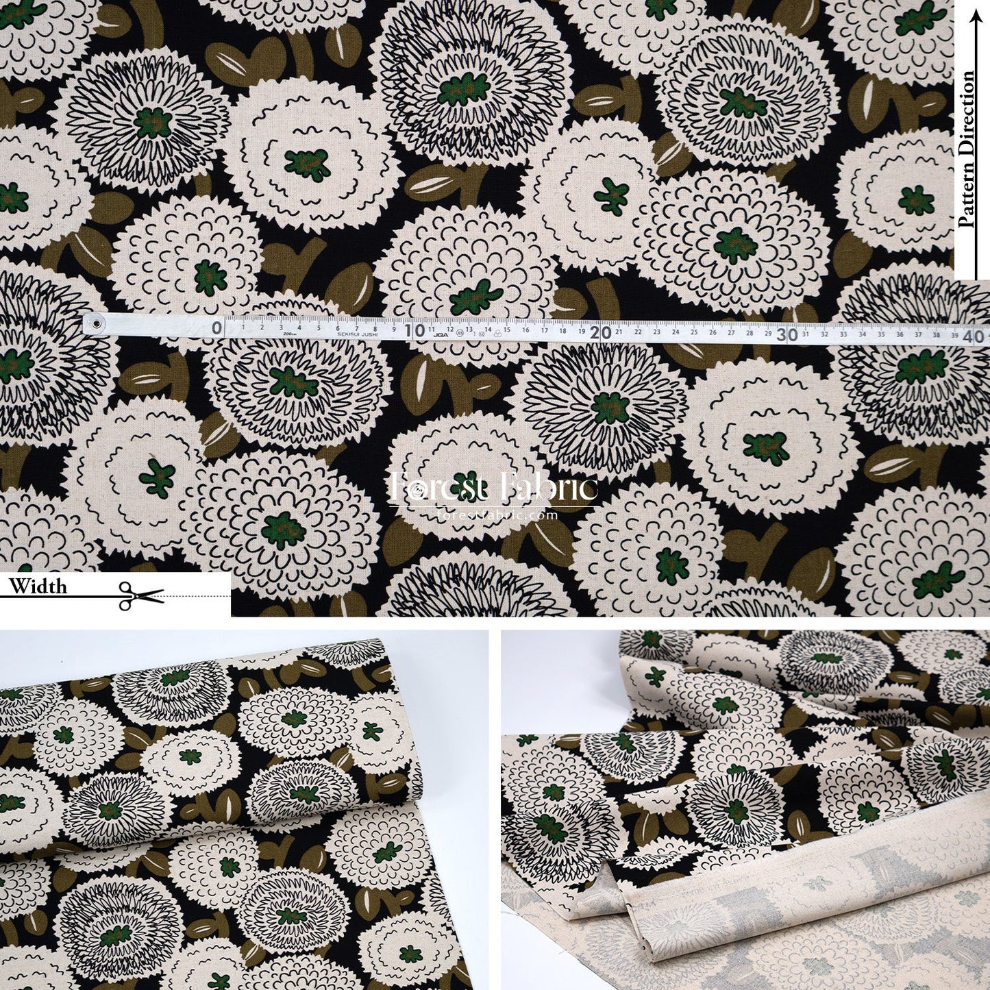 Canvas - The Giant Dahlia flower fabric - FO:REST Fabric 布恩堂Liberty fabrictana lawnjapanese fabricykk zipper