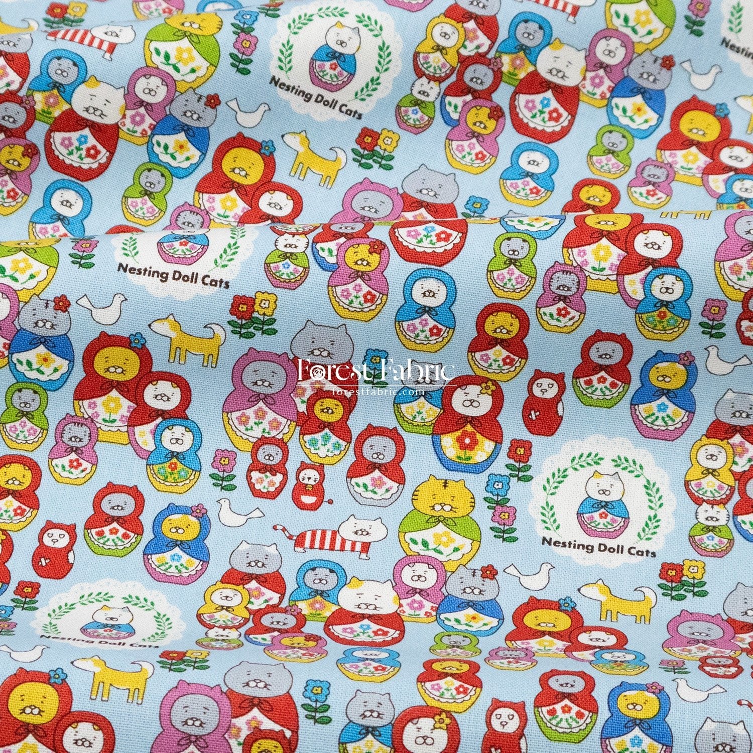 Canvas - The Nesting Doll Cats fabric - FO:REST Fabric 布恩堂Liberty fabrictana lawnjapanese fabricykk zipper