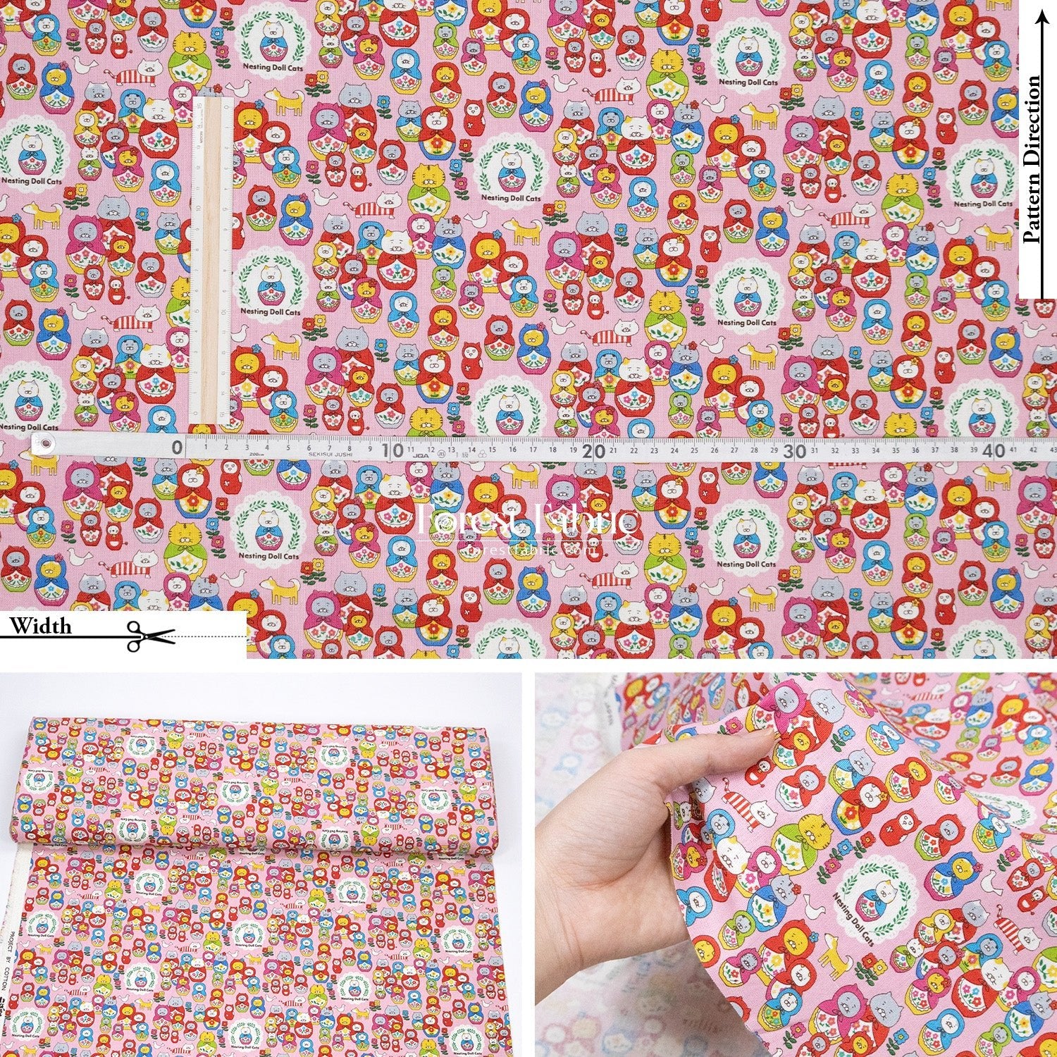 Canvas - The Nesting Doll Cats fabric - FO:REST Fabric 布恩堂Liberty fabrictana lawnjapanese fabricykk zipper