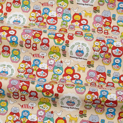 Canvas - The Nesting Doll Cats fabric - FO:REST Fabric 布恩堂Liberty fabrictana lawnjapanese fabricykk zipper