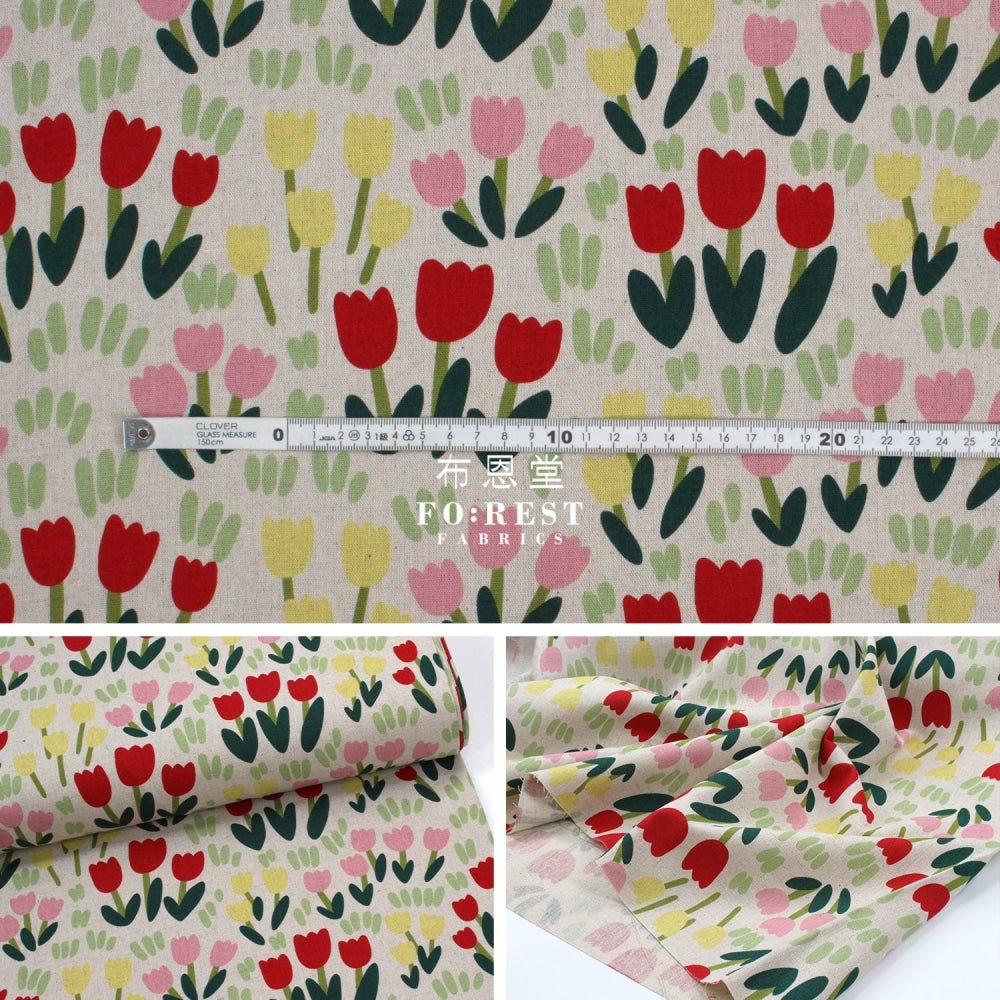Canvas - tulip flower fabric Natural - FO:REST Fabric 布恩堂Liberty fabrictana lawnjapanese fabricykk zipper
