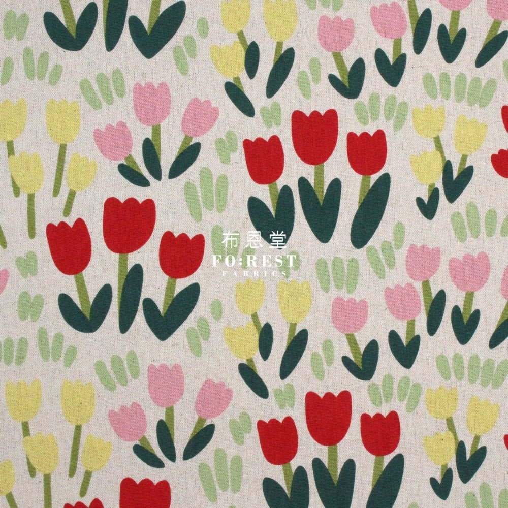 Canvas - tulip flower fabric Natural - FO:REST Fabric 布恩堂Liberty fabrictana lawnjapanese fabricykk zipper