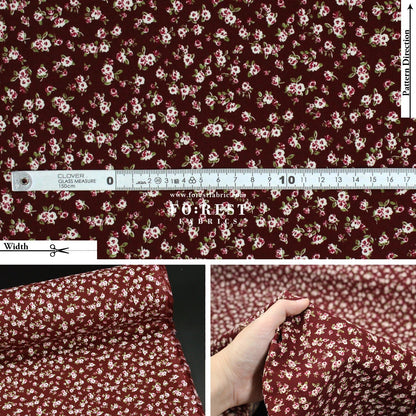 Corduroy - Little Rose Flower fabric Wine 燈芯絨 - FO:REST Fabric 布恩堂Liberty fabrictana lawnjapanese fabricykk zipper