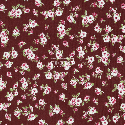 Corduroy - Little Rose Flower fabric Wine 燈芯絨 - FO:REST Fabric 布恩堂Liberty fabrictana lawnjapanese fabricykk zipper