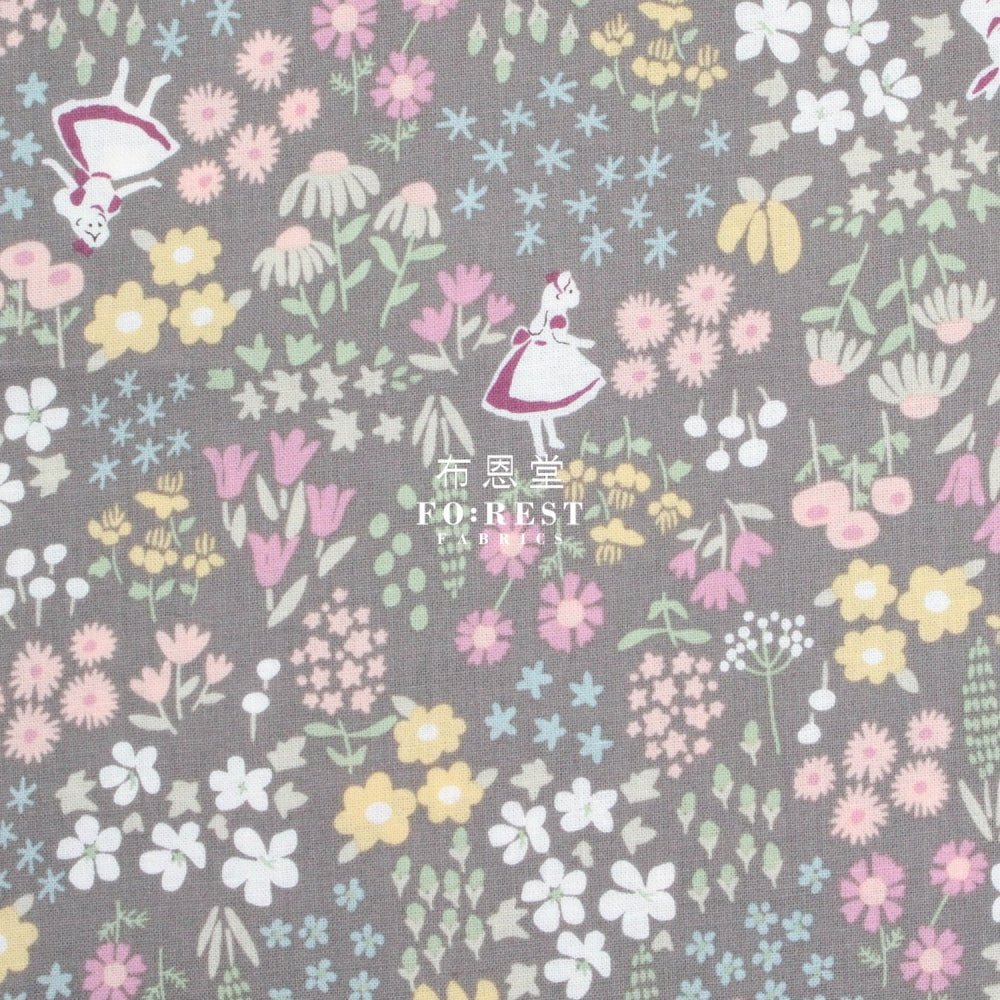 cotton - Alice flower maze fabric Gray - FO:REST Fabric 布恩堂Liberty fabrictana lawnjapanese fabricykk zipper