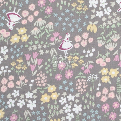 cotton - Alice flower maze fabric Gray - FO:REST Fabric 布恩堂Liberty fabrictana lawnjapanese fabricykk zipper
