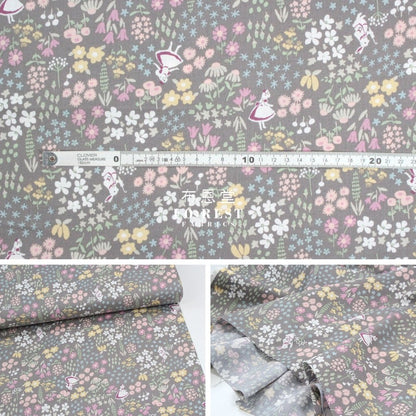 cotton - Alice flower maze fabric Gray - FO:REST Fabric 布恩堂Liberty fabrictana lawnjapanese fabricykk zipper
