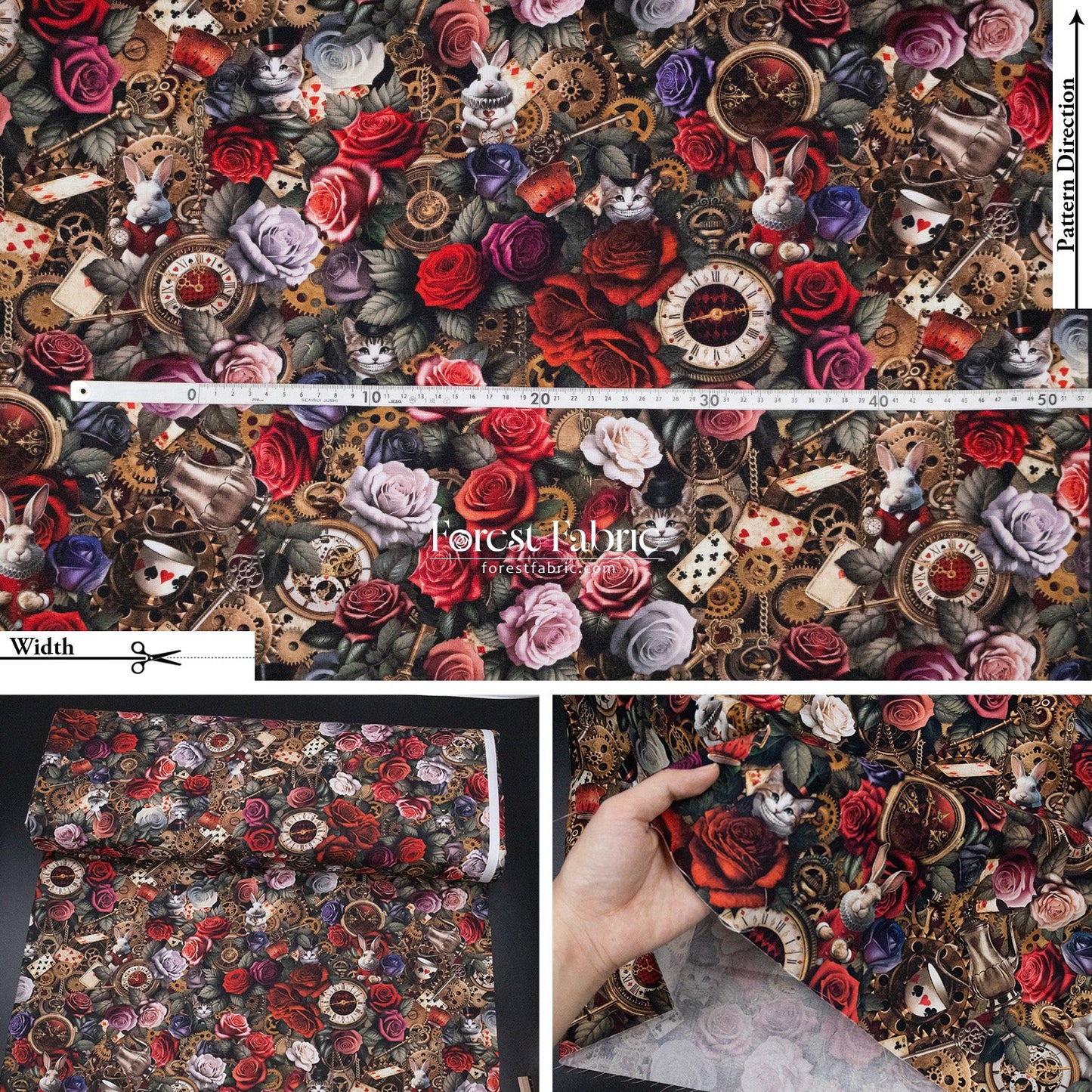 cotton - Alice in Wonderland 275cm Wide Width fabric - FO:REST Fabric 布恩堂Liberty fabrictana lawnjapanese fabricykk zipper
