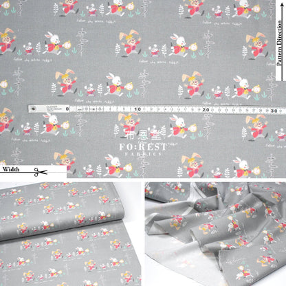 Cotton - Alice Wonderland Fabric Gray