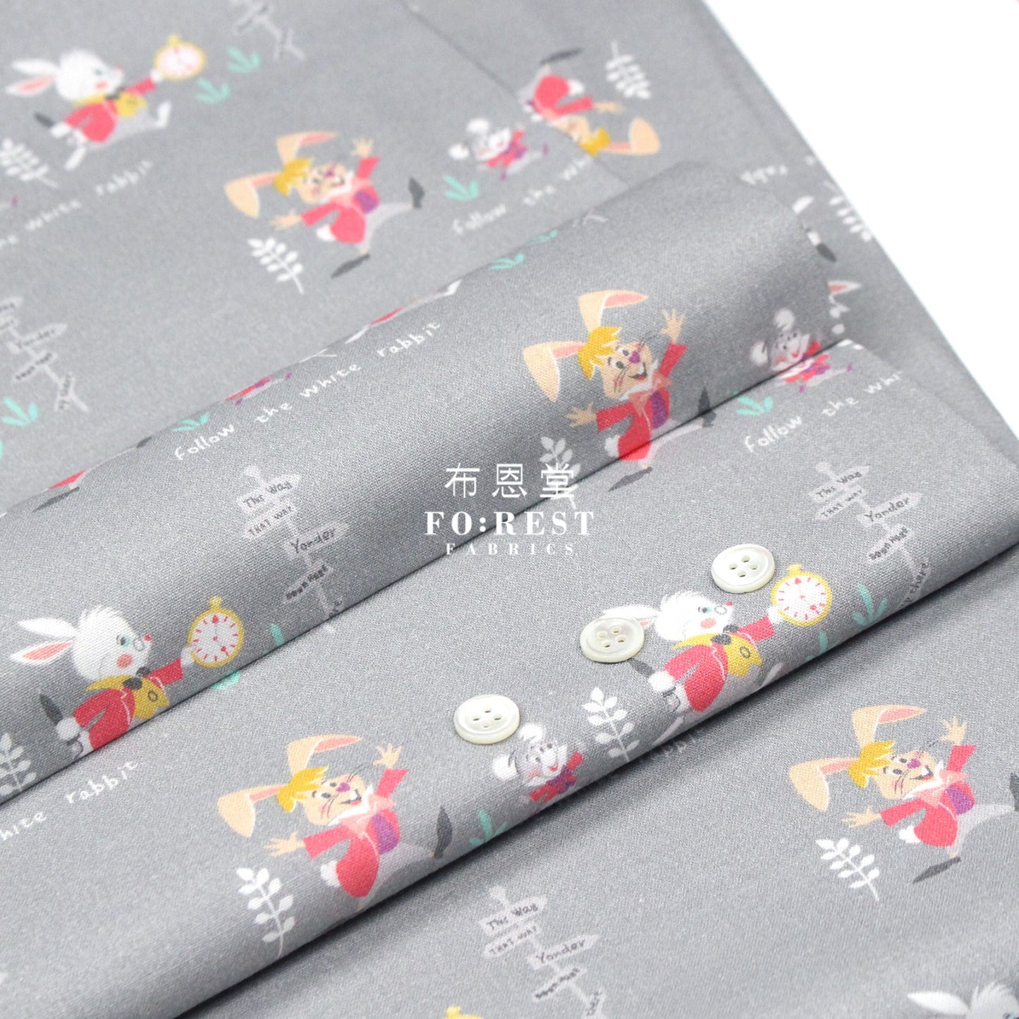 Cotton - Alice Wonderland Fabric Gray