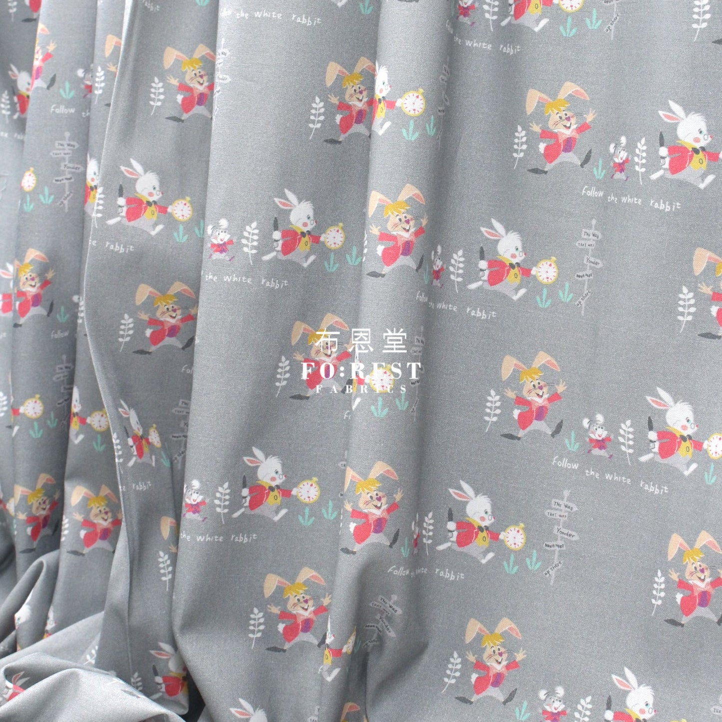 Cotton - Alice Wonderland Fabric Gray