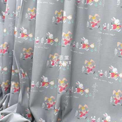 Cotton - Alice Wonderland Fabric Gray