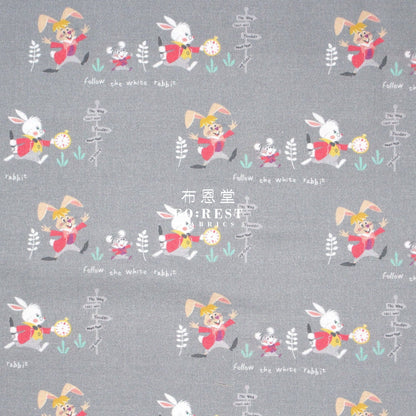 cotton - Alice Wonderland fabric Gray - FO:REST Fabric 布恩堂Liberty fabrictana lawnjapanese fabricykk zipper