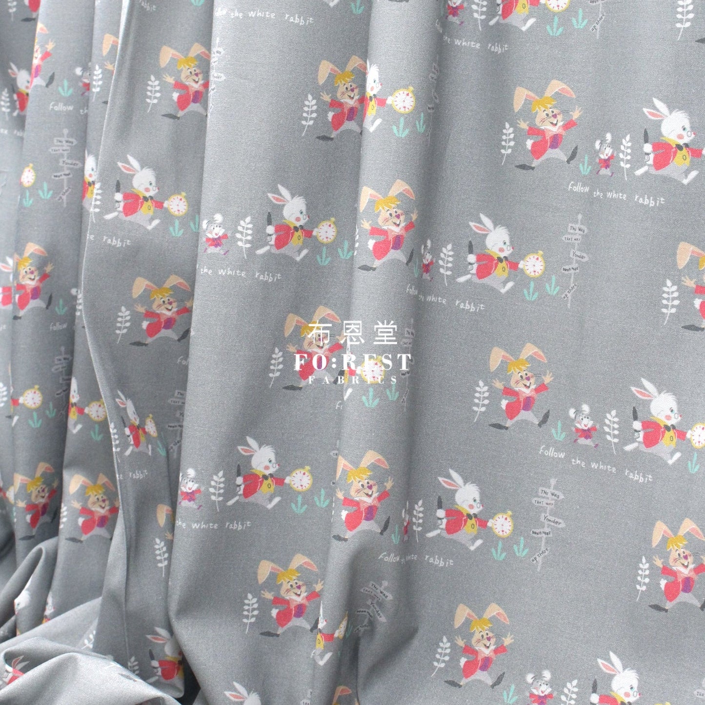 cotton - Alice Wonderland fabric Gray - FO:REST Fabric 布恩堂Liberty fabrictana lawnjapanese fabricykk zipper