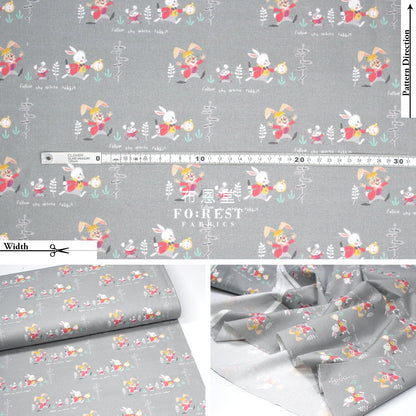cotton - Alice Wonderland fabric Gray - FO:REST Fabric 布恩堂Liberty fabrictana lawnjapanese fabricykk zipper