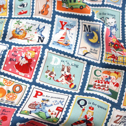 cotton - Alphabet Stamps fabric - FO:REST Fabric 布恩堂Liberty fabrictana lawnjapanese fabricykk zipper