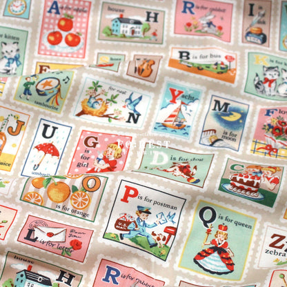 cotton - Alphabet Stamps fabric - FO:REST Fabric 布恩堂Liberty fabrictana lawnjapanese fabricykk zipper