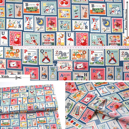 cotton - Alphabet Stamps fabric - FO:REST Fabric 布恩堂Liberty fabrictana lawnjapanese fabricykk zipper