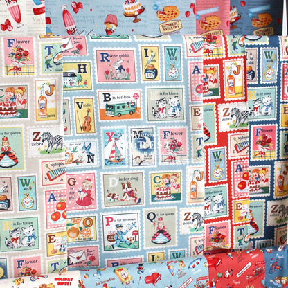 cotton - Alphabet Stamps fabric - FO:REST Fabric 布恩堂Liberty fabrictana lawnjapanese fabricykk zipper