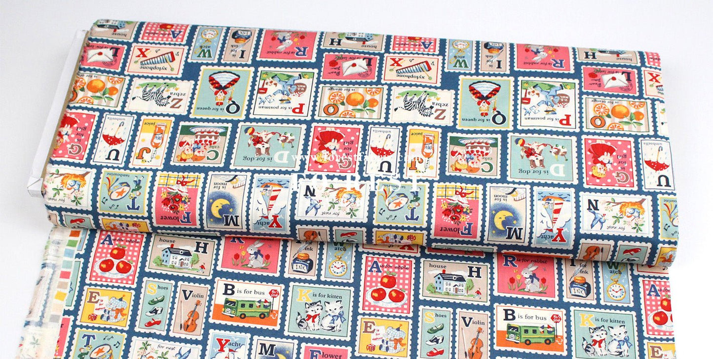 cotton - Alphabet Stamps fabric - FO:REST Fabric 布恩堂Liberty fabrictana lawnjapanese fabricykk zipper