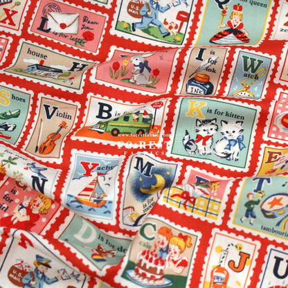cotton - Alphabet Stamps fabric - FO:REST Fabric 布恩堂Liberty fabrictana lawnjapanese fabricykk zipper