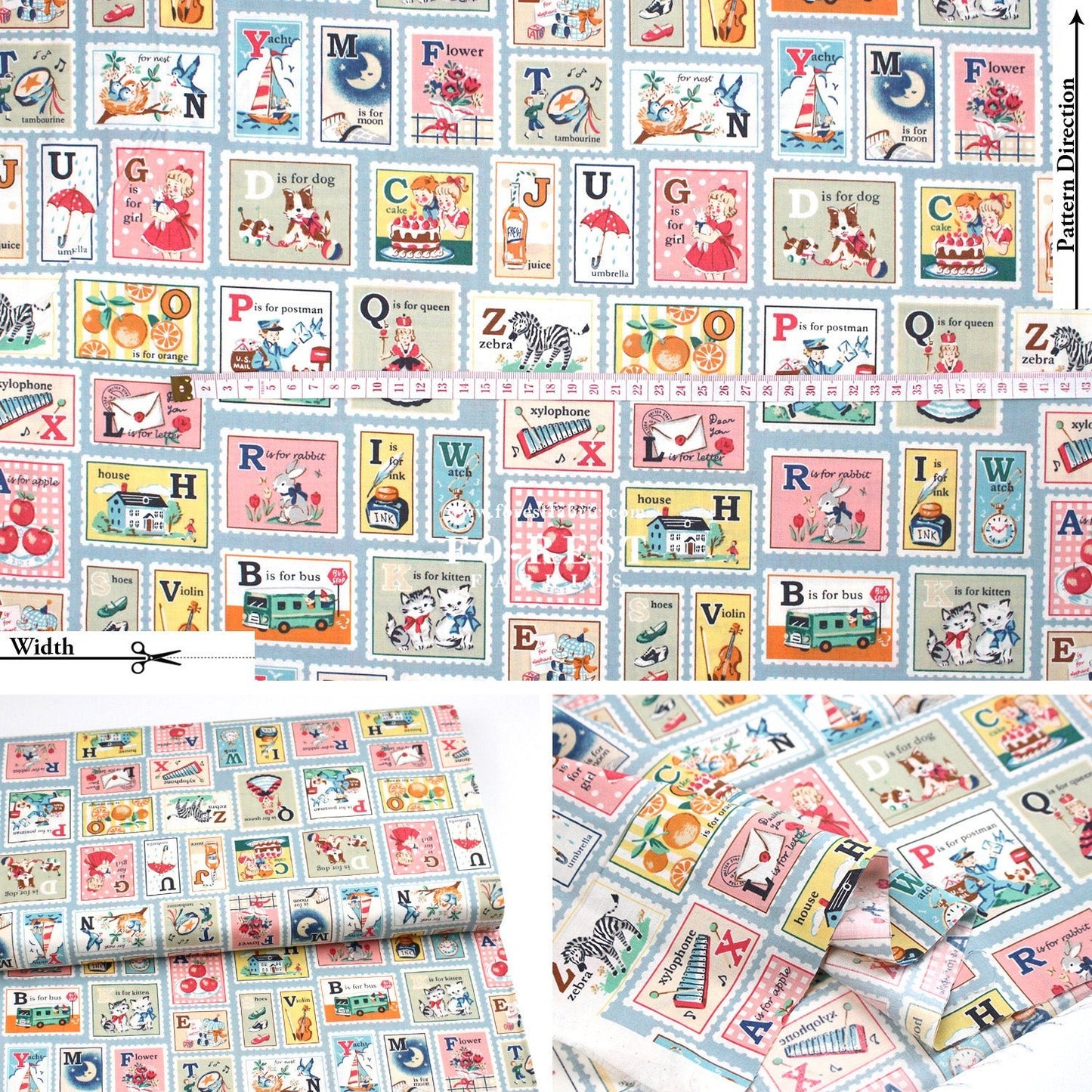 cotton - Alphabet Stamps fabric - FO:REST Fabric 布恩堂Liberty fabrictana lawnjapanese fabricykk zipper
