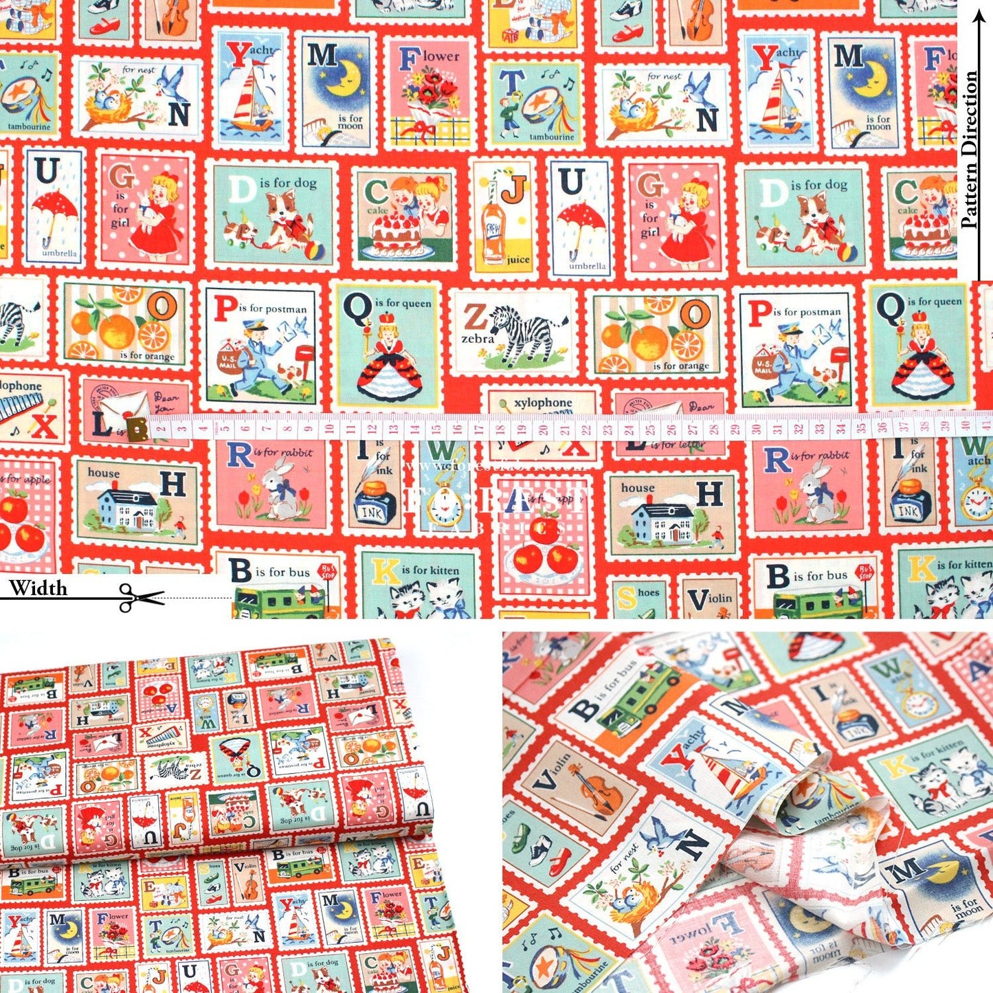 cotton - Alphabet Stamps fabric - FO:REST Fabric 布恩堂Liberty fabrictana lawnjapanese fabricykk zipper
