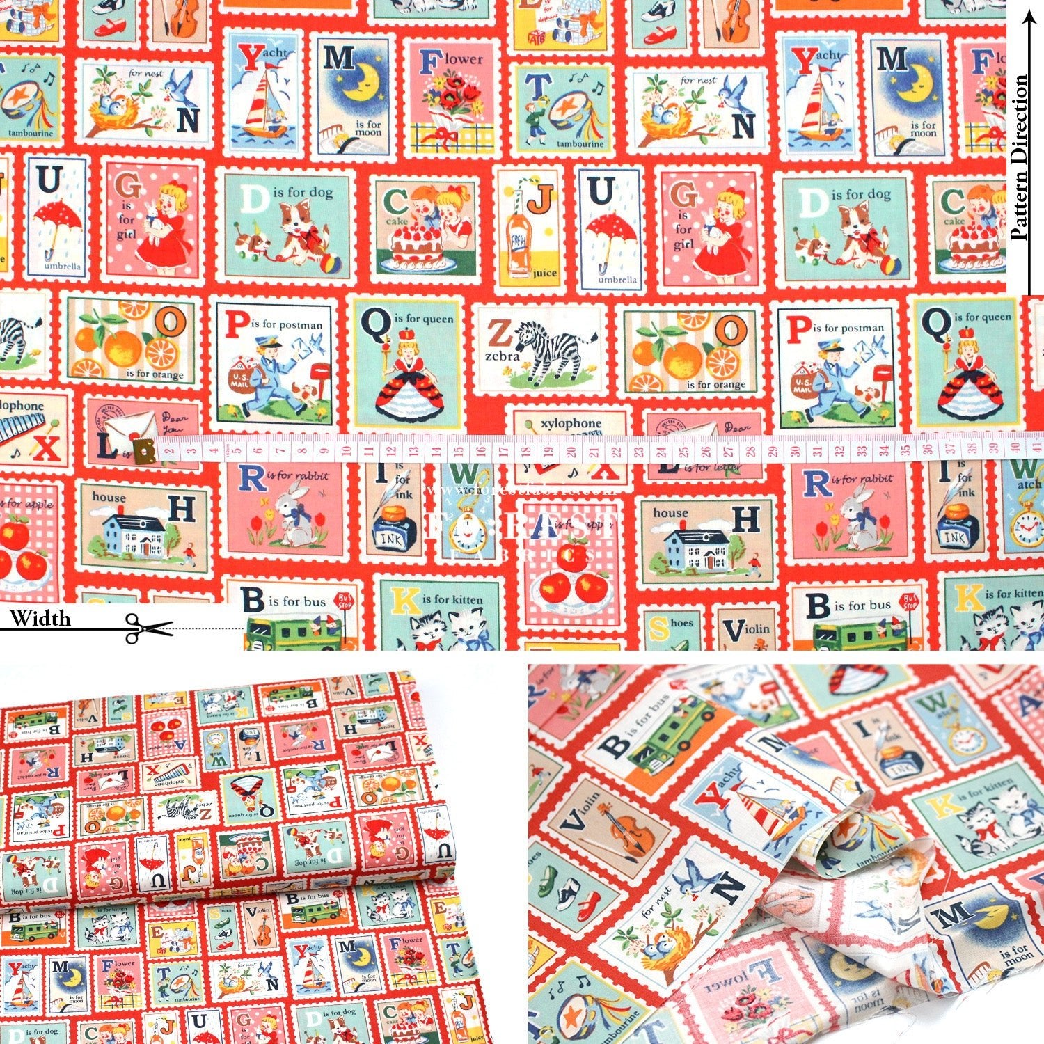 cotton - Alphabet Stamps fabric - FO:REST Fabric 布恩堂Liberty fabrictana lawnjapanese fabricykk zipper