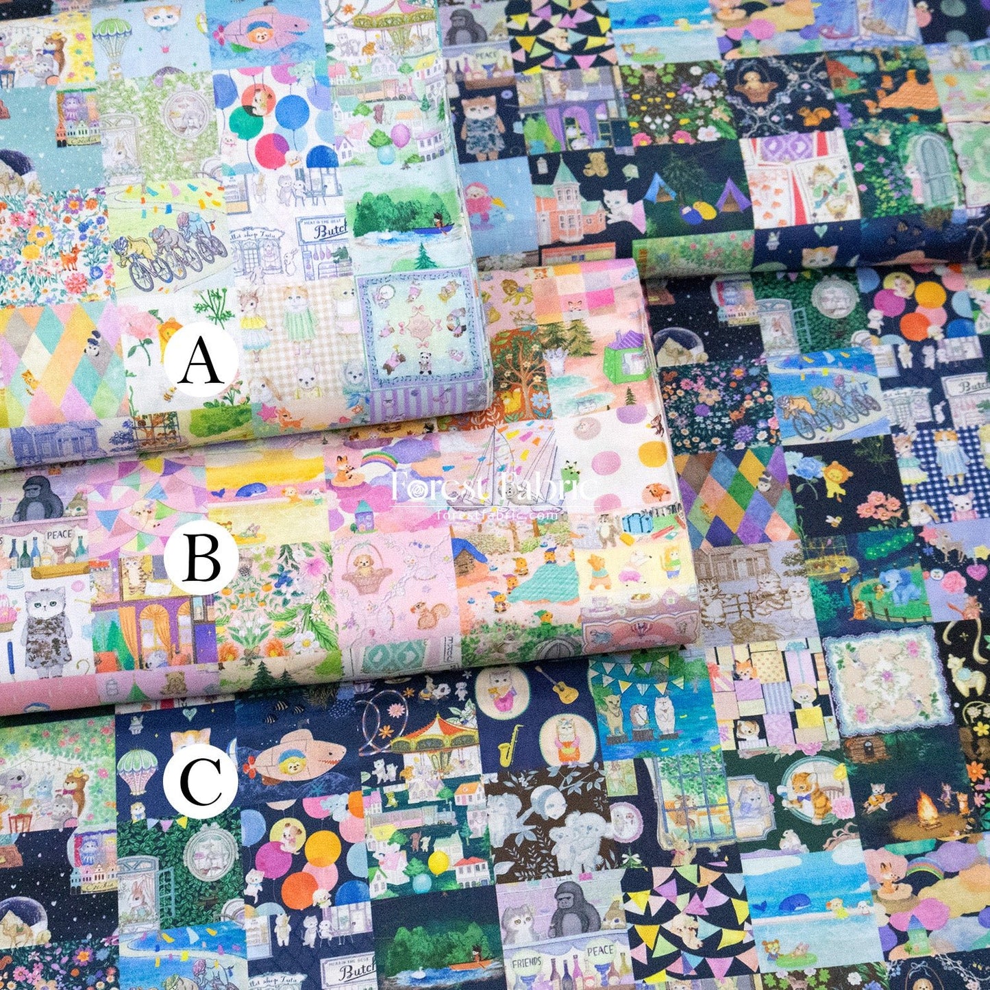 cotton - Anniversary Patchwork fabric - FO:REST Fabric 布恩堂Liberty fabrictana lawnjapanese fabricykk zipper