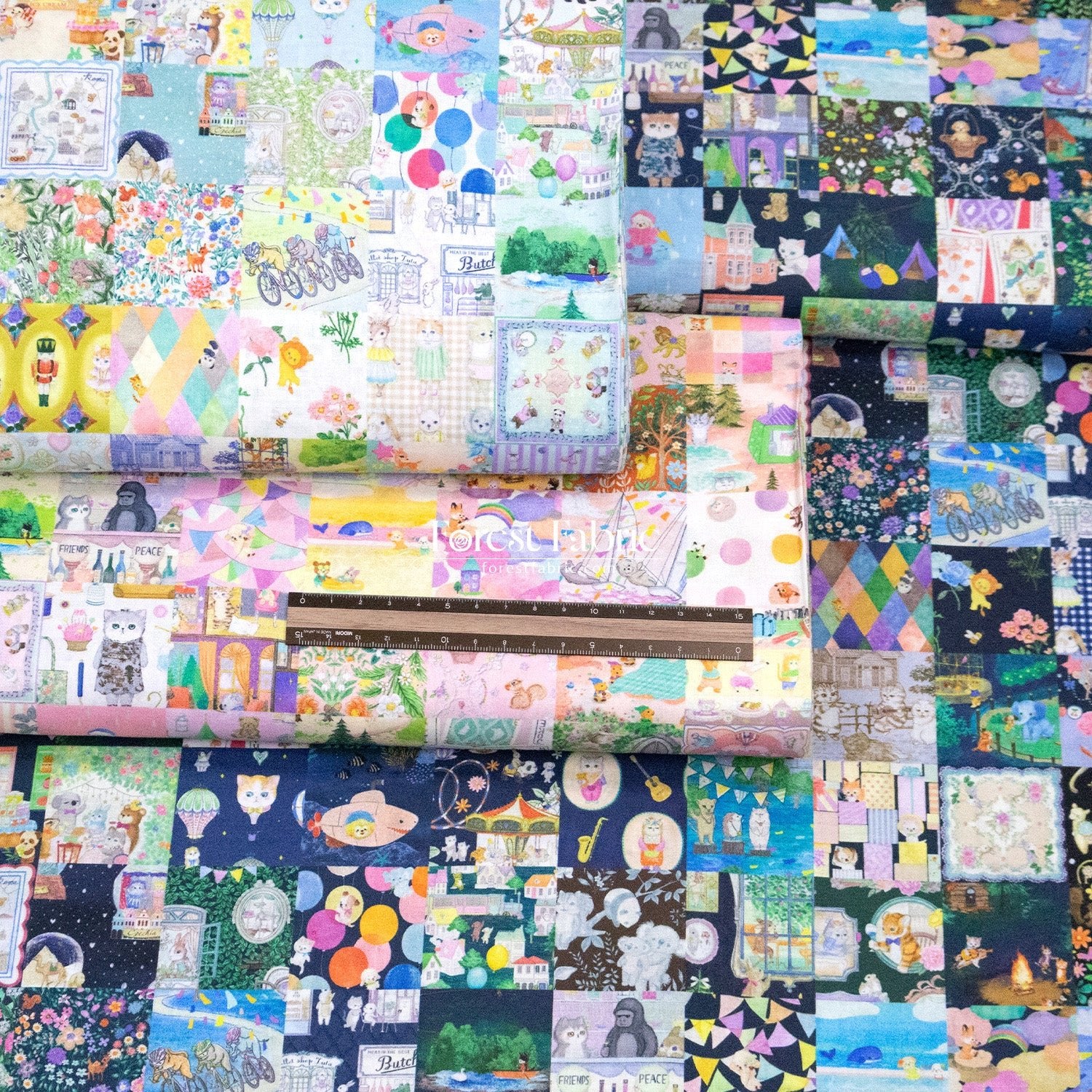 cotton - Anniversary Patchwork fabric - FO:REST Fabric 布恩堂Liberty fabrictana lawnjapanese fabricykk zipper
