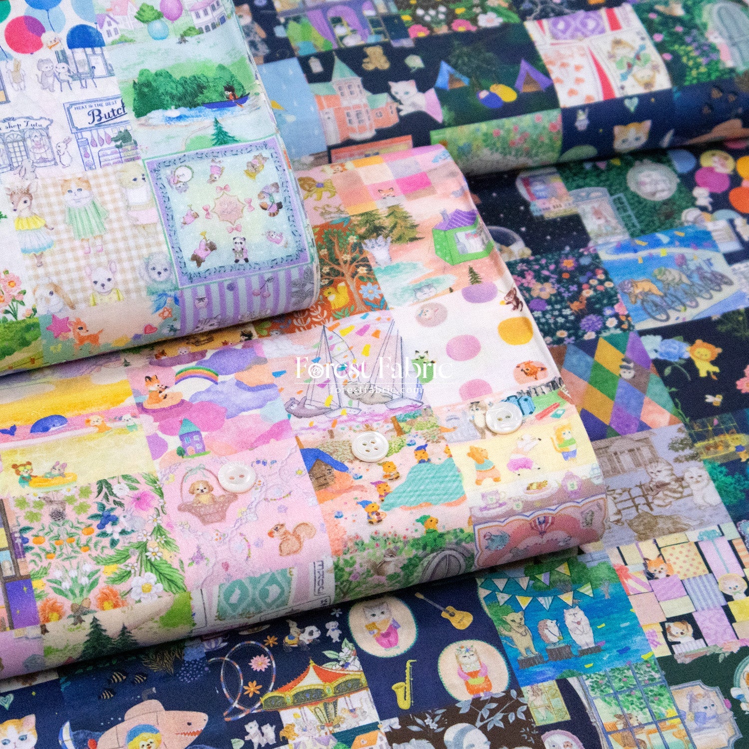 cotton - Anniversary Patchwork fabric - FO:REST Fabric 布恩堂Liberty fabrictana lawnjapanese fabricykk zipper